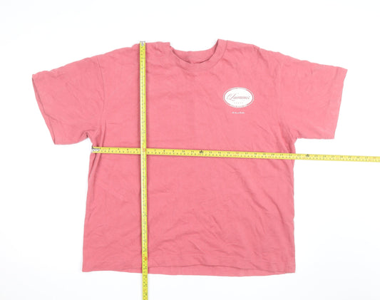 River Island Men Pink Luminis Studios Graphic T-Shirt L Cotton