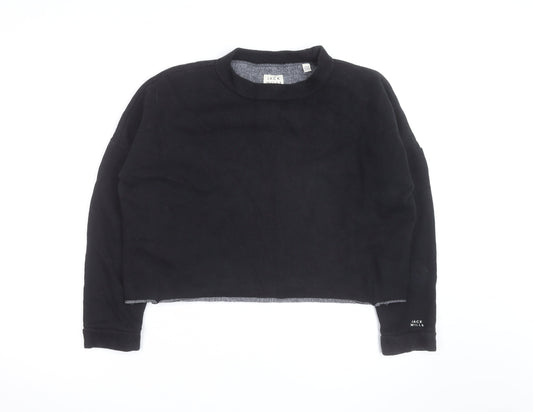 Jack Wills Womens Black UK 10 Cropped Pullover Sweatshirt