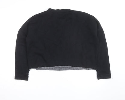 Jack Wills Womens Black UK 10 Cropped Pullover Sweatshirt