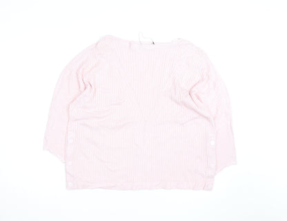 Marks and Spencer Women Pink XL Ribbed V-Neck Pullover Jumper