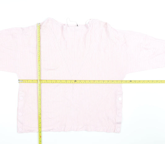 Marks and Spencer Women Pink XL Ribbed V-Neck Pullover Jumper