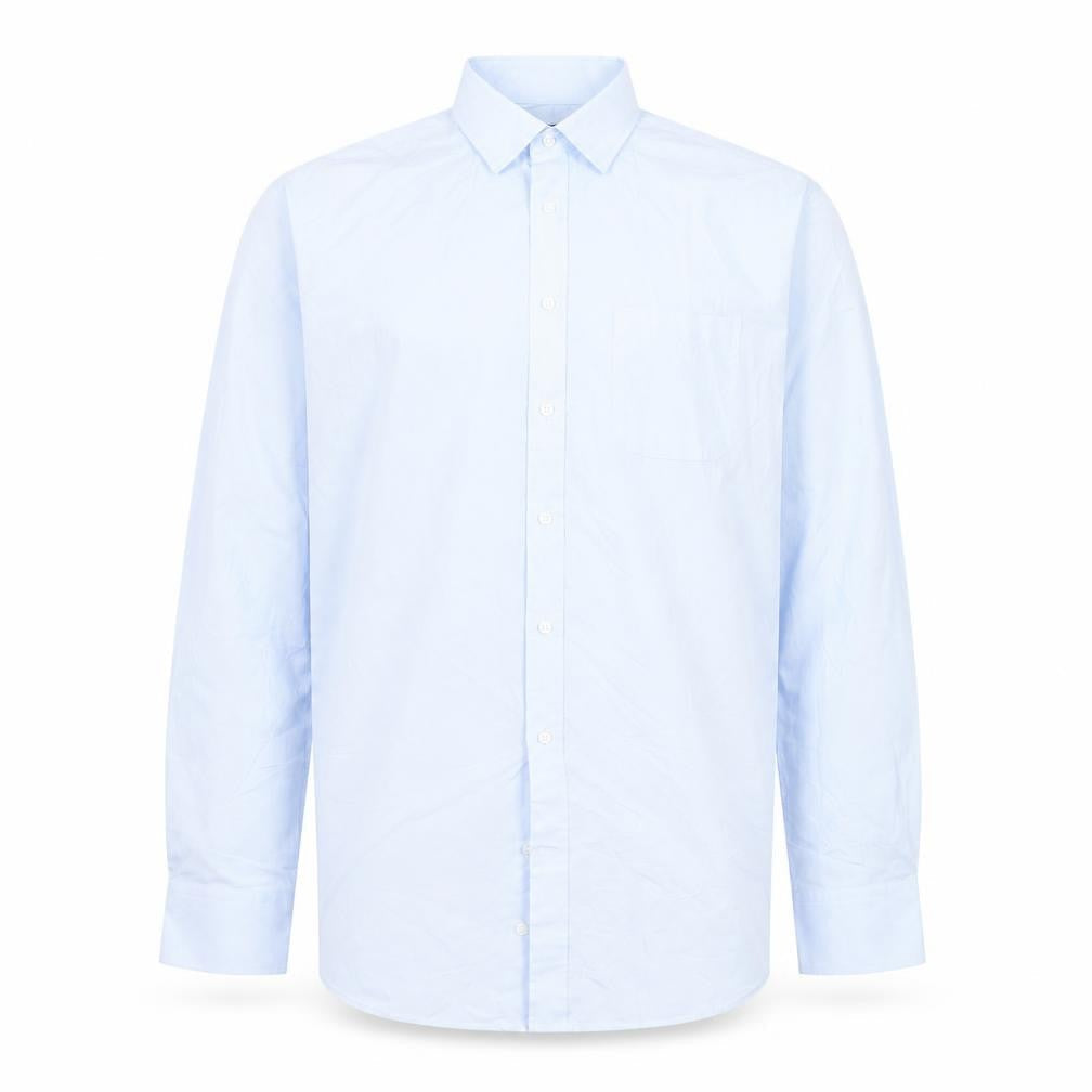 Marks and Spencer Men's Light Blue Regular Fit Long Sleeve Button-Up Shirt 17L