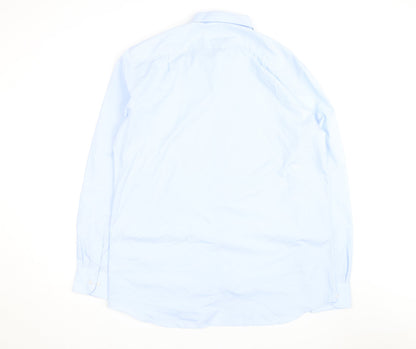 Marks and Spencer Men's Light Blue Regular Fit Long Sleeve Button-Up Shirt 17L