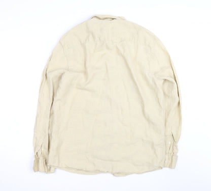 Marks and Spencer Men’s Beige Pure Linen Long Sleeve Shirt L