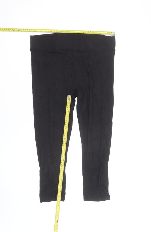 Marks and Spencer Women’s Black Capri Leggings L Jersey Cotton Stretch
