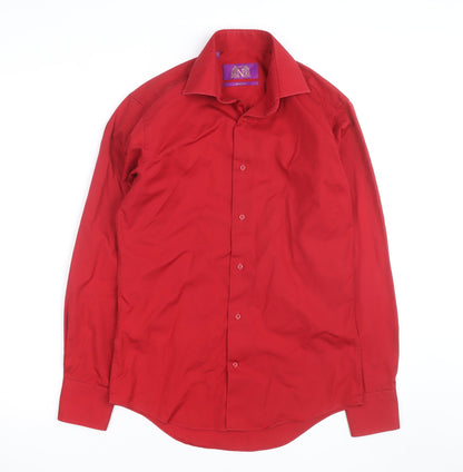 Next Men's Red Slim Fit Long Sleeve Button-Up Shirt Size M