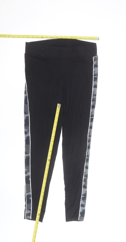 Marks and Spencer Women's Black Camouflage Stripe Leggings Size 16