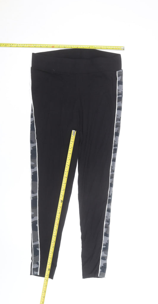 Marks and Spencer Women's Black Camouflage Stripe Leggings Size 16