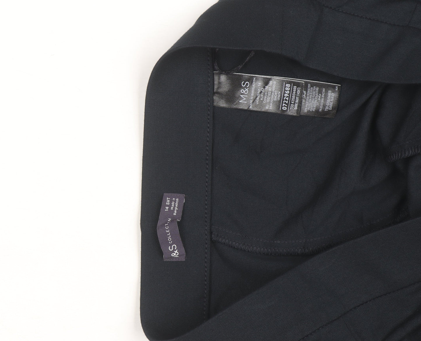 Marks and Spencer Womens Black Stretch Jersey Trousers Size 18 Regular