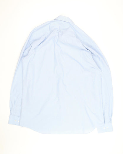 Marks and Spencer Men's Blue Regular Fit Long Sleeve Shirt Size 17