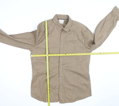 Marks and Spencer Men's Brown Regular Fit Button-Down Shirt M
