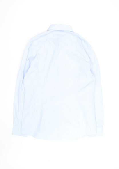 Marks and Spencer Men's Blue Slim Fit Long Sleeve Button-Up Shirt Size 16