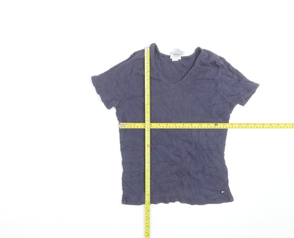 Tommy Jeans Women's Blue V-Neck Short Sleeve Cotton T-Shirt M