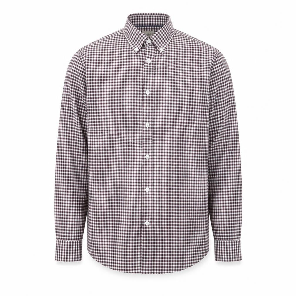 Marks & Spencer Men's Brown Check Regular Fit Long Sleeve Cotton Shirt Size M