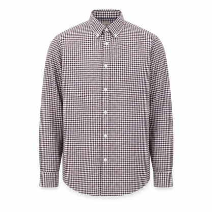 Marks & Spencer Men's Brown Check Regular Fit Long Sleeve Cotton Shirt Size M