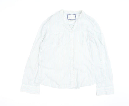 Marks and Spencer Women’s White Stripe Cotton Button-Up Shirt UK 16