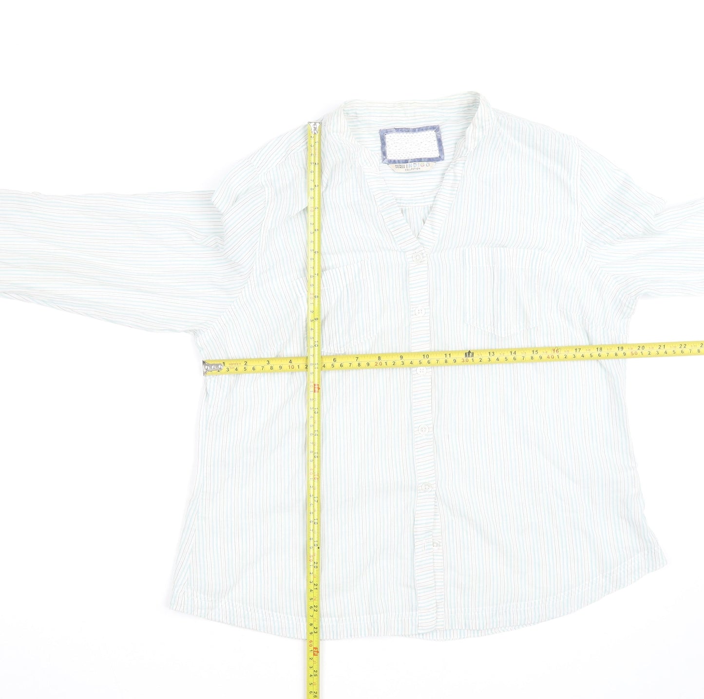 Marks and Spencer Women’s White Stripe Cotton Button-Up Shirt UK 16