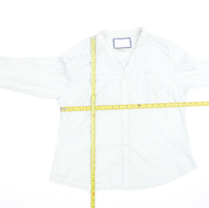 Marks and Spencer Women’s White Stripe Cotton Button-Up Shirt UK 16