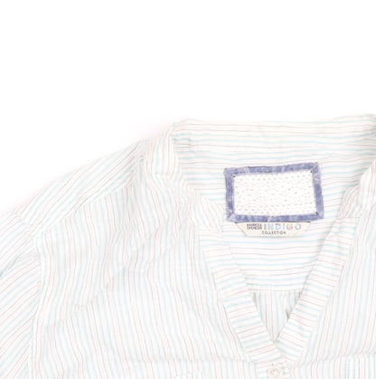 Marks and Spencer Women’s White Stripe Cotton Button-Up Shirt UK 16