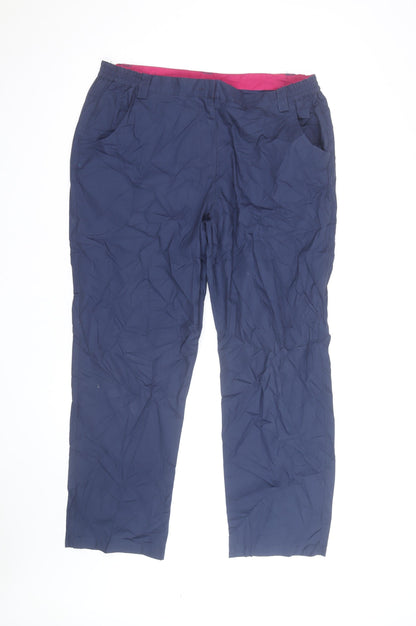 Mountain Warehouse Women's Blue Waterproof Trousers Size UK 14 Straight Leg Outdoor Hiking Pants