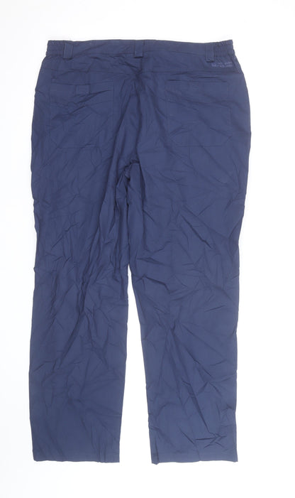 Mountain Warehouse Women's Blue Waterproof Trousers Size UK 14 Straight Leg Outdoor Hiking Pants