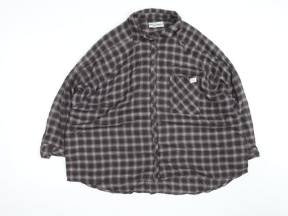 Urban Outfitters Men's Brown Check Flannel Relaxed Fit Shirt M