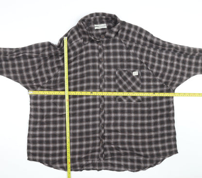 Urban Outfitters Men's Brown Check Flannel Relaxed Fit Shirt M
