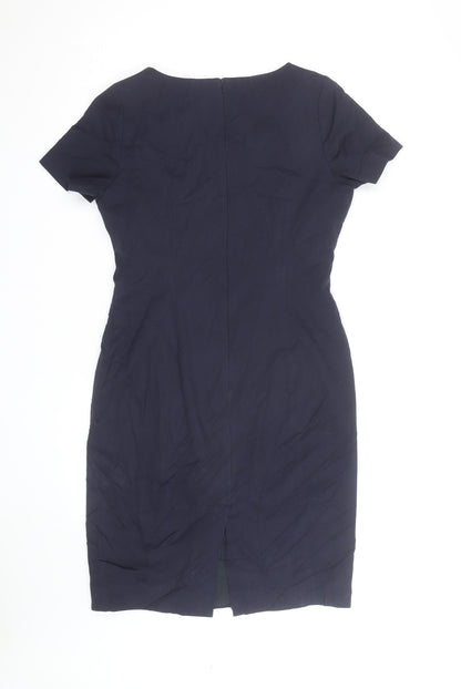 Brook Taverner Women's Navy Blue V-Neck Sheath Work Dress Size 12