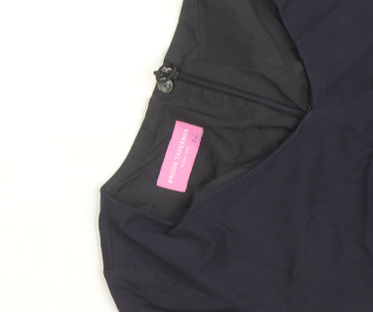Brook Taverner Women's Navy Blue V-Neck Sheath Work Dress Size 12