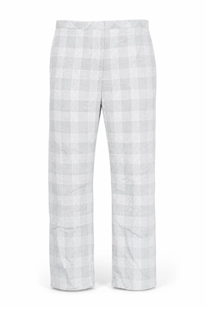 H&M Men's Grey Checked Slim Fit Chino Trousers Size M