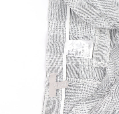 H&M Men's Grey Checked Slim Fit Chino Trousers Size M