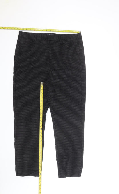 Marks and Spencer Women's Black Geometric Slim Trousers Size 12