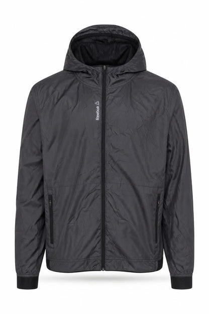 Reebok Men's Black Small Hooded Lightweight Windbreaker Jacket