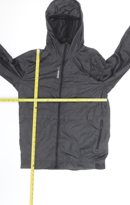 Reebok Men's Black Small Hooded Lightweight Windbreaker Jacket