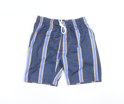 boohooMAN Men Blue Striped Drawstring Casual Shorts Size S