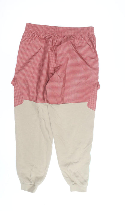 Nike Men's Beige & Red Jogger Trousers Size L Lightweight Cargo Style