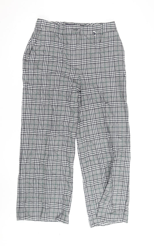 Marks and Spencer Women’s Grey Check Straight Trousers Size 14