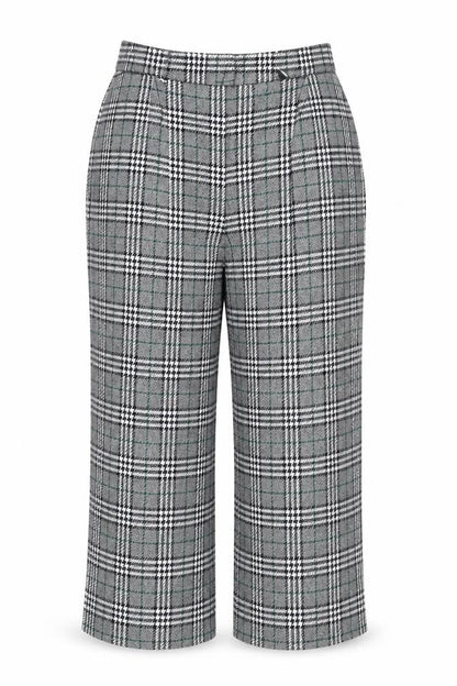 Marks and Spencer Women’s Grey Check Straight Trousers Size 14