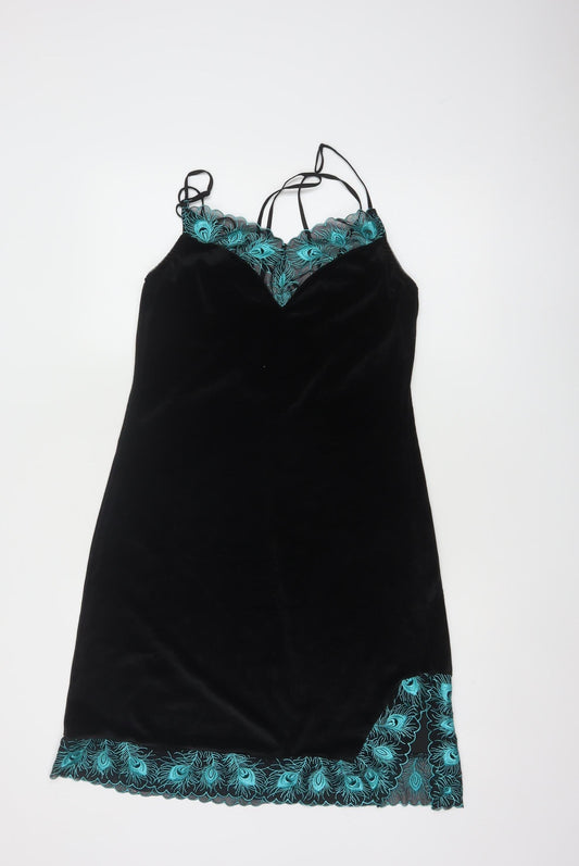Empress Mimi Women Black Chemise L Velvet Lace Slip