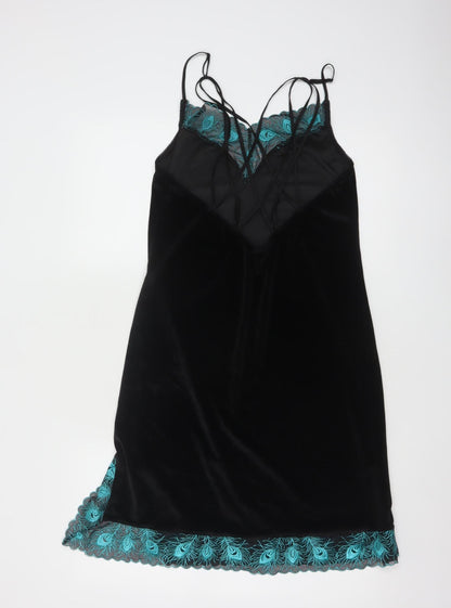 Empress Mimi Women Black Chemise L Velvet Lace Slip