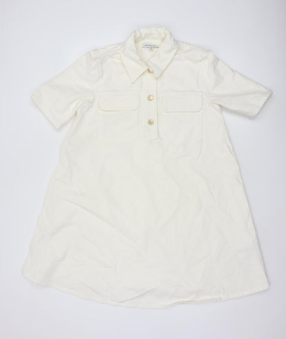 Marks and Spencer Autograph Women’s Ivory Cotton Shirt Dress Size 8