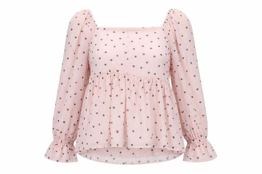 Yours Womens Pink Heart Print Chiffon Bow Blouse Plus Size 30-32