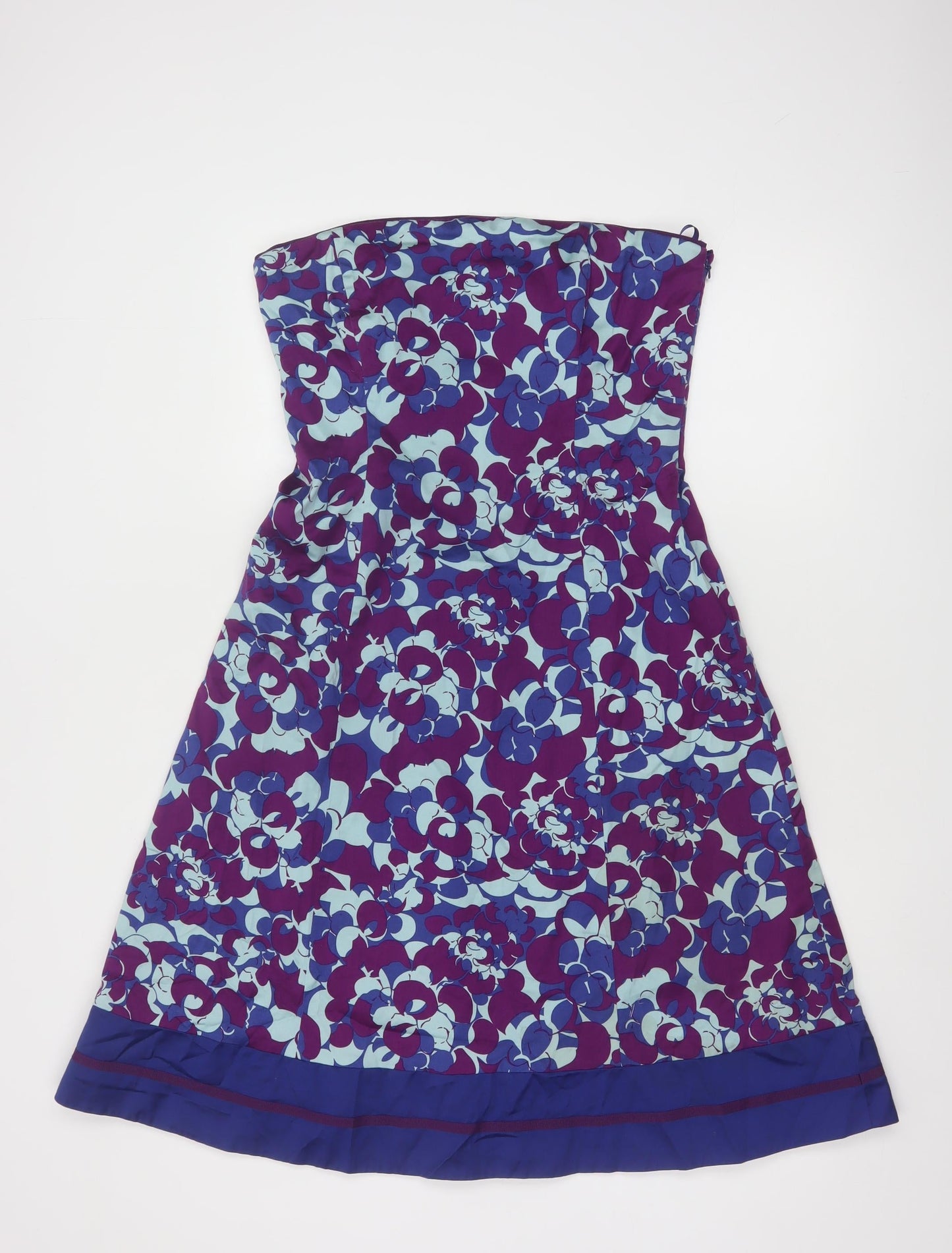 Coast Women’s Multicoloured Floral A-Line Strapless Knee Length Dress Size 12