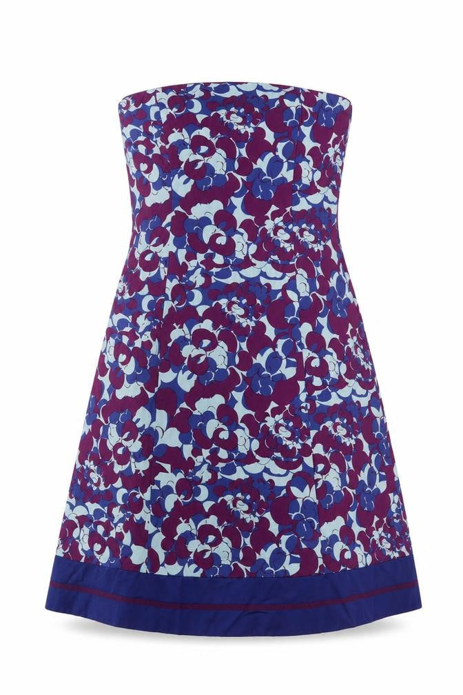 Coast Women’s Multicoloured Floral A-Line Strapless Knee Length Dress Size 12