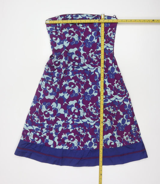 Coast Women’s Multicoloured Floral A-Line Strapless Knee Length Dress Size 12