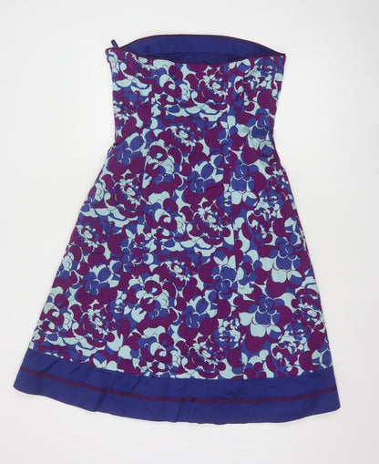 Coast Women’s Multicoloured Floral A-Line Strapless Knee Length Dress Size 12