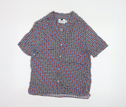 Topman Men's Multicoloured Geometric Short Sleeve Viscose Shirt M