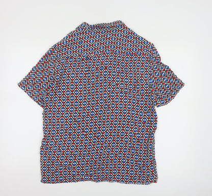 Topman Men's Multicoloured Geometric Short Sleeve Viscose Shirt M