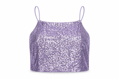 QED London Women's Purple Sequin Camisole Tank Top Size 16