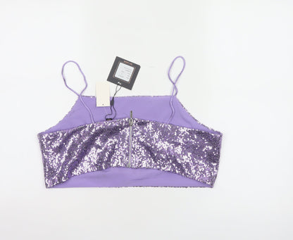 QED London Women's Purple Sequin Camisole Tank Top Size 16